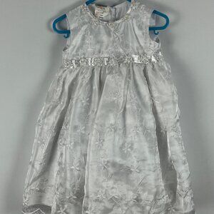 Zighi Baby Baptism Fit Flare Dress & Cardigan Size 6M White Floral Round Neck